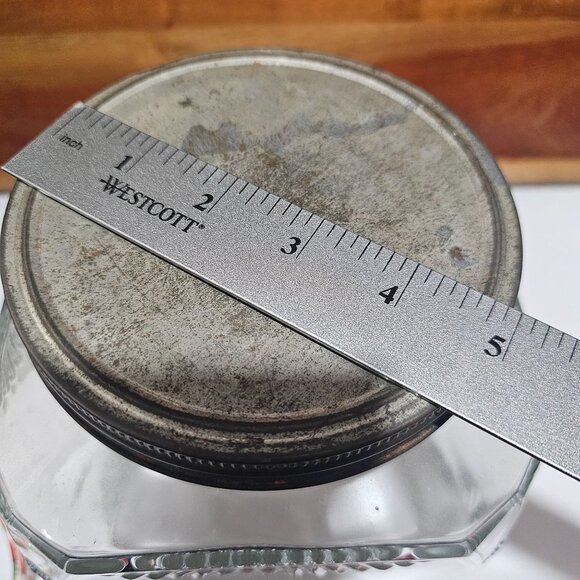 1900s Hoosier Art Deco Glass Jar Tin Lid gallon pantry storage square ribbed kit - Picture 7 of 10